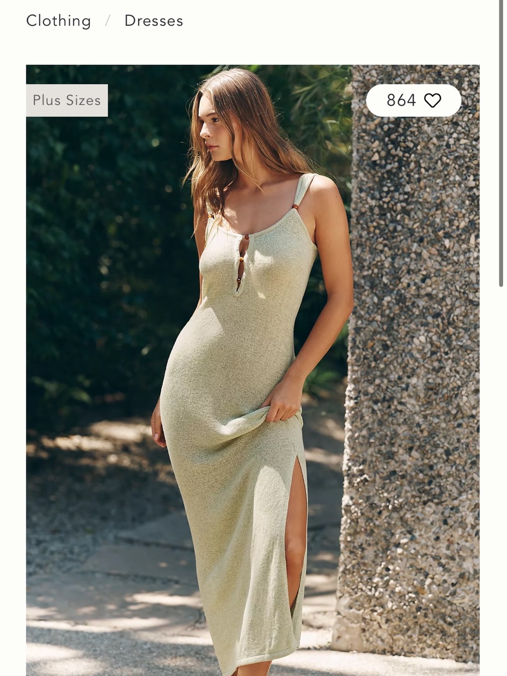 Anthropologie Sleeveless Sage Knit Maxi Dress with Side Slit